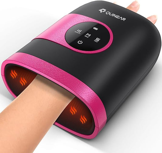 QUINEAR Hand Massager - Cordless Hand Massager with Heat and Compression for Arthritis, Carpal Tunnel and Stiff Joints - Gifts for Women Men- FSA-HSA(Pink)
