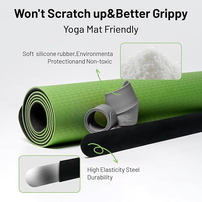 Slim Panda Yoga Mat Strap Slap Band, One Snap Keeps Mats Tightly Rolled, Heavy-Duty Clasp Fits Most Size Mats(24" L X 2" W)