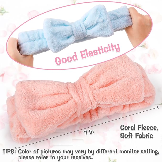 UMIKU 8 Pack Facial Headbands for Women - Soft Coral Fleece Cosmetic and Skincare Head Wraps for Makeup, Hair Care, Face Washing and Spa Gifts