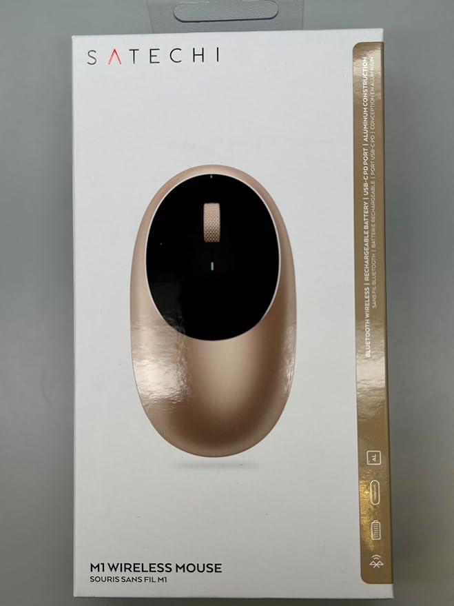 Satechi M1 Wireless Bluetooth Mouse, USB-C Rechargeable, Compact & Portable, for MacBook Air/Pro M4, iPad Air/Pro M4/M3, iPad mini, Mac mini, iMac & Windows - Gold