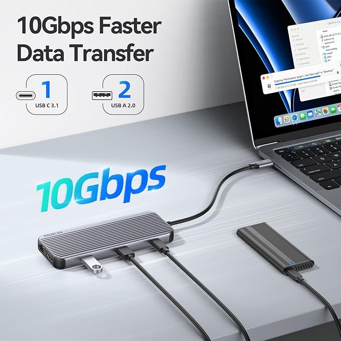 USB C Docking Station,9-in-1 Laptop Docking Station Dual Monitor,USB C Hub Multiport Adapter Triple Display with 2 HDMI,USBC Video,10Gbps USB 3.1,100W PD,Ethernets,Laptop Dock for HP/Dell/ASUS