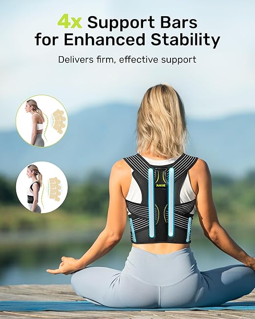 Posture Corrector for Women and Men, Adjustable Back Brace with Underarm Pain Relief Strap, Breathable Shoulder Straightener For Hunchback, Neck, Mid and Upper Back Support, S