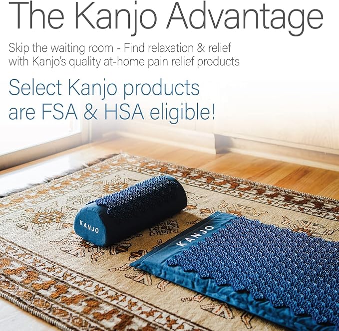Kanjo Acupressure Mat and Pillow Set for Back Pain Relief & Neck Pain Relief, with Pressure Points for Muscle Pain Relief with Travel Bag - Navy