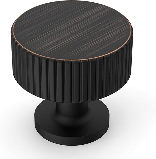 Amerdeco 10 Pack Oil Rubbed Bronze Cabinet Knobs Single Hole Cabinet Pulls 1 Inch Drawer Knobs and Pulls for Bathroom Cabinets ZH0071