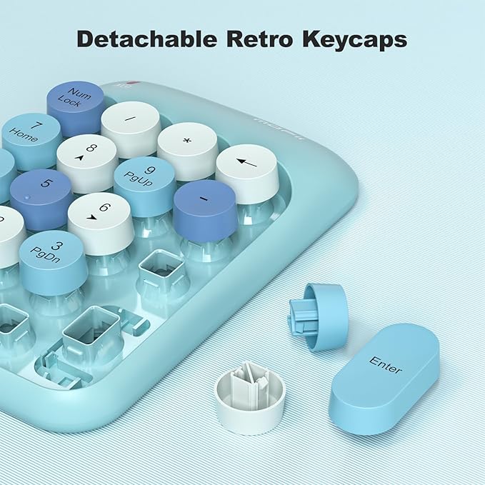 Wireless Number Pads, Cute Colorful Numeric Keypad Numpad Portable 2.4 GHz Financial Accounting Number Keyboard Extensions, 18 Key Number Numpad for Laptop Desktop, PC (Blue)