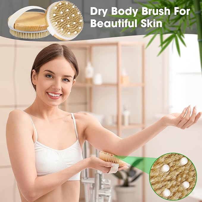 Gejoy 10 Pcs Dry Brushing Body Brush Exfoliating Brush with Massage Nodule Dry Skin Body Scrubber for Shower Bath Back Circulation Improvement Dead Skin Remove Beauty Exfoliator (4.3 x 4.3 Inches)
