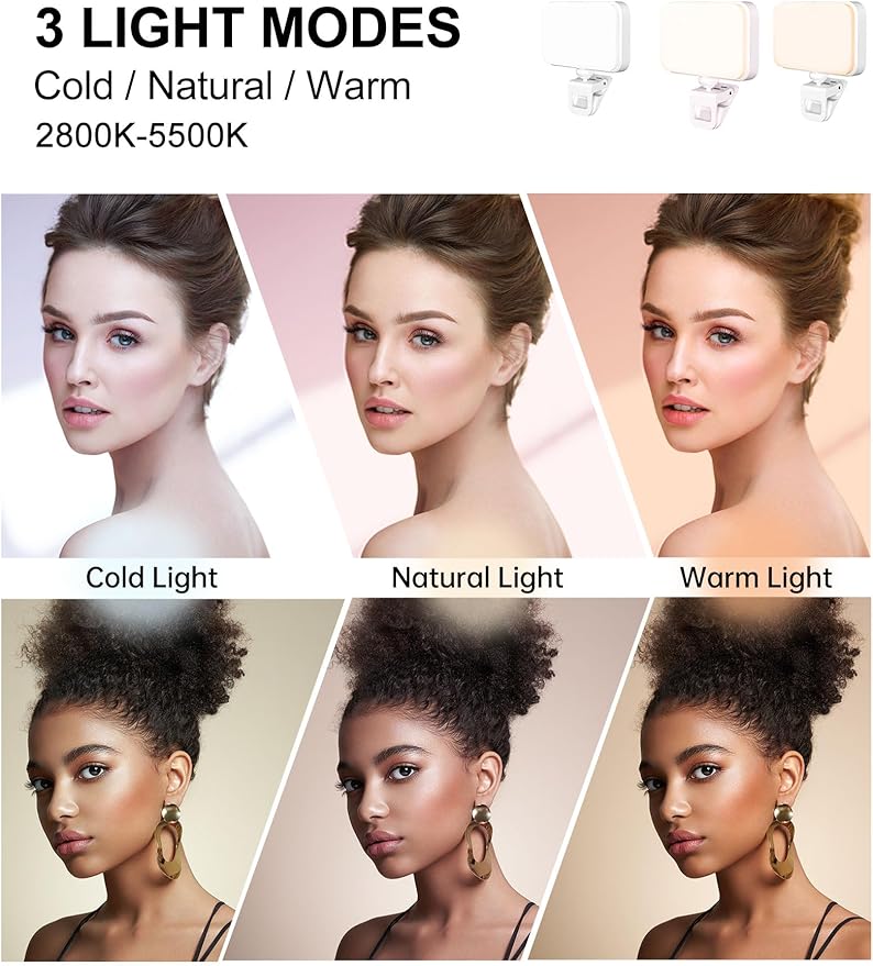 Video Conference Light, Clip-on Light for Phone and Laptop, Portable LED Light for Zoom Call, Webcam, Meeting, Virtual Session, Content Creation, Livestreaming, Vlog