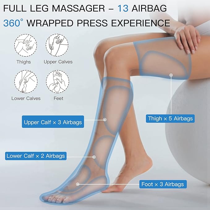 CINCOM Leg Massager with Heat and Compression, Air Compression Leg Massager for Circulation and Pain Relief Muscles Relaxation Gifts FSA - HSA
