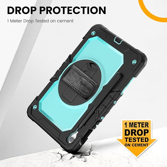 Timecity Case for Samsung Galaxy Tab S10 FE/ S9 FE 5G 10.9 Inch/ S9 11 Inch - Heavy Duty Protective Cover with Screen Protector, Rotating Stand, Shoulder Strap & S Pen Holder | Kids-Friendly, Blue