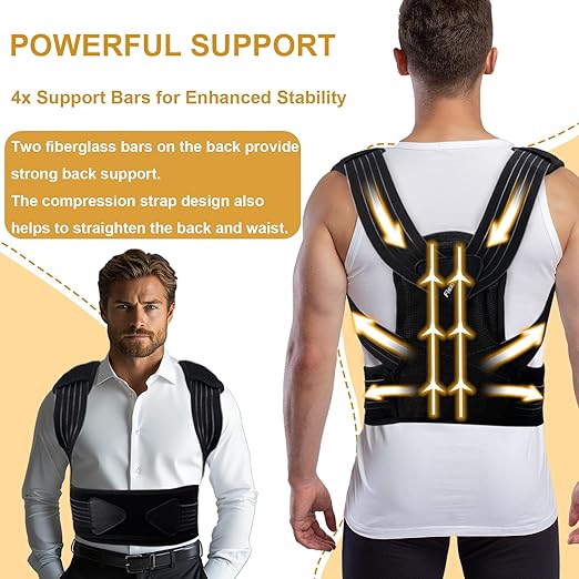 Back Brace Posture Corrector for Women and Men High Support Adjustable Lightweight Upper, Back Straightener for Neck Shoulder & Upper/Lower Back Pain Relief Under Clothes Breathable Invisible