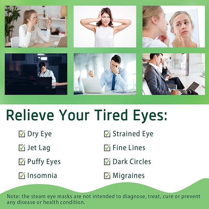 12 Packs Self Heating Eye Masks for Dry Eyes Disposable Heated Eye Mask Warm Compress Sleep Mask Stress Relief Travel Ready Relaxation Unscented