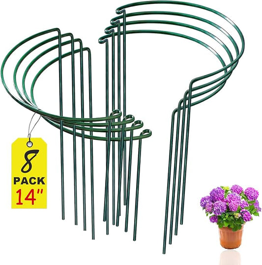 8 Pack Snake Plant Support Stakes - Rust-Proof Half Round Peony Stakes and Supports - Ideal for Hydrangeas, Dahlias, and More - Indoor and Outdoor Potted Plant Support and Stakes