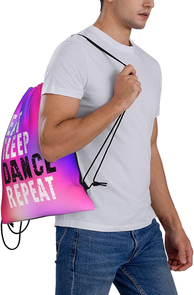 Gymnastics Drawstring Backpack Light Gym String Bag Pink Water Resistant Sackpack Sport Yoga Daypack For Womens Mens