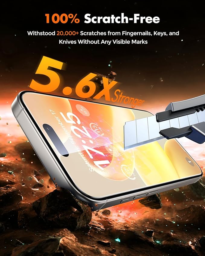 UNBREAKcable iPhone 16 Plus Screen Protector [3-Pack], Tempered Glass with Auto-Align Tech for Easy Install, 9H+ Hardness, Anti-Fingerprint, Ultra-Clear, Full-Coverage Protection, 6.7-Inch