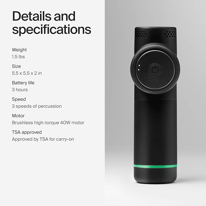 Hyperice Hypervolt Go 2 - Black - Featuring Quiet Glide Technology - Handheld Percussion Massage Gun - 3 Speeds, 2 Interchangeable Heads - Helps Relieve Sore Muscles and Stiffness - FSA-HSA Eligible