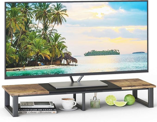 aboxoo 47" TV Riser for 32-60 inch TV, TV Riser Stand Shelf, Tabletop TV Stand Riser, Computer Monitor Table for Home Living Room, Study Office (Brown)