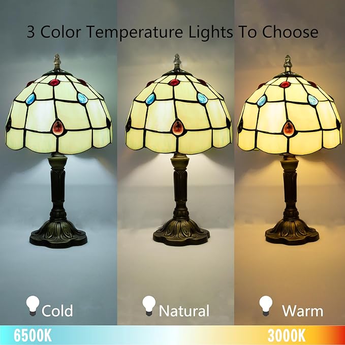 8 Inch Tiffany Lamp, Small Stained Glass Lamp For Bedside, Living Room, Yellow