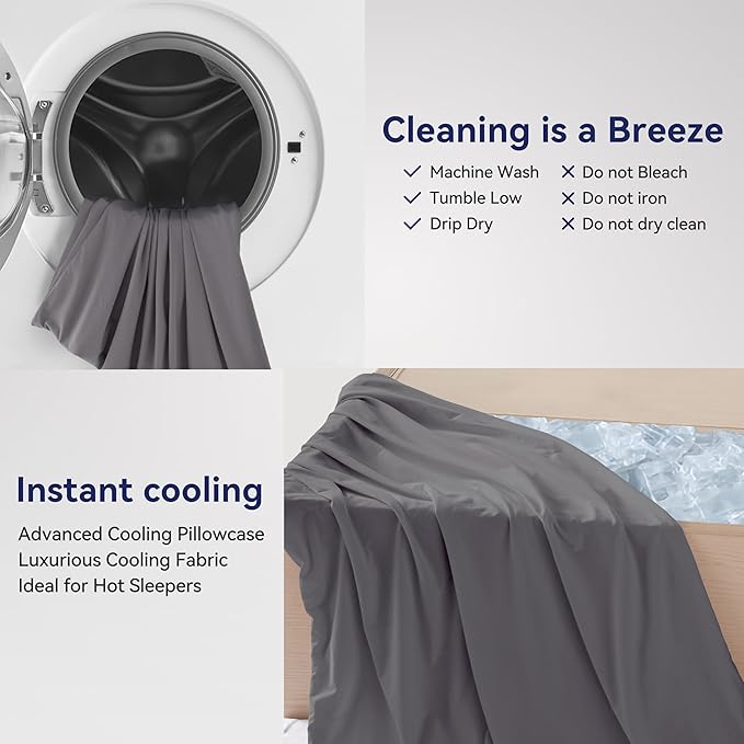 Globon Flat Cooling Pillow for Stomach and Back Sleepers, King Size Pillow for Sleeping, Pack of 1, 18"X34", Gray