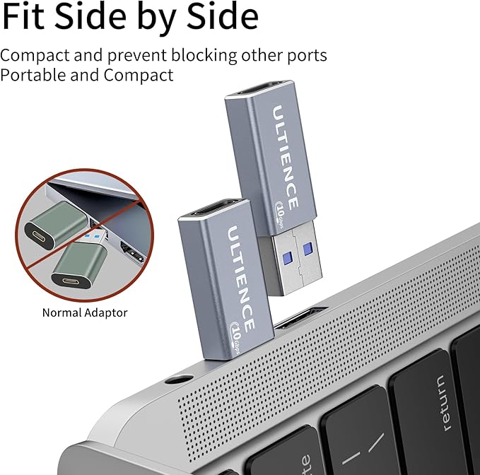 10Gbps Double Sided USB to USB C Adapter, Type C Female to USB 3.2 Male Adapter - 60W Fast Charging for iPhone 16 15 14 Plus Pro Max, Laptop, Samsung Galaxy S24 23, Car