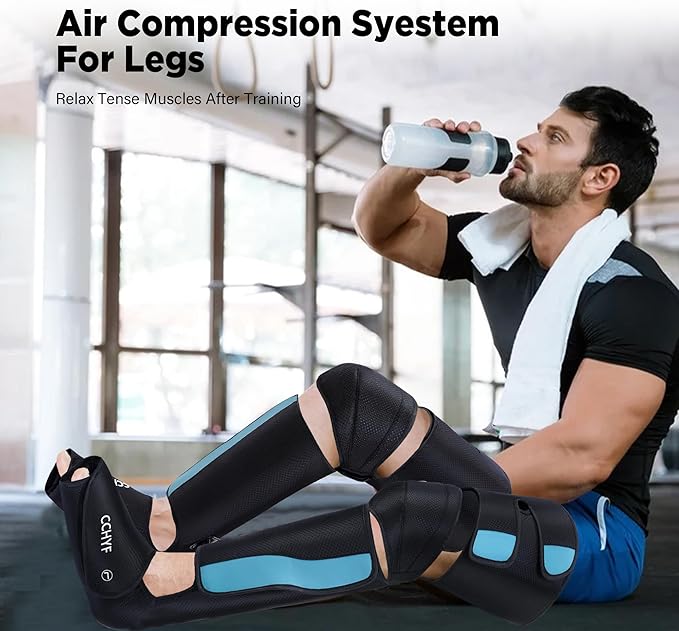 3-in-1 Leg Compression Massager With Heat for Circulation - 3 Modes, 3 Intensities, 2 Extenders, Adjustable Wraps - Great Gifts for Mom & Dad