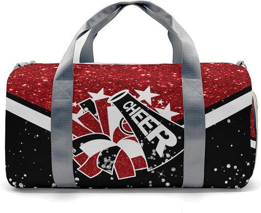 Cheer Cheerleader Personalized Duffel Bag Customized Yoga Sport Bags with Name Travel Duffel Bag Shoulder Bag Carmine Rose Weekender Bags with Shoe Compartments