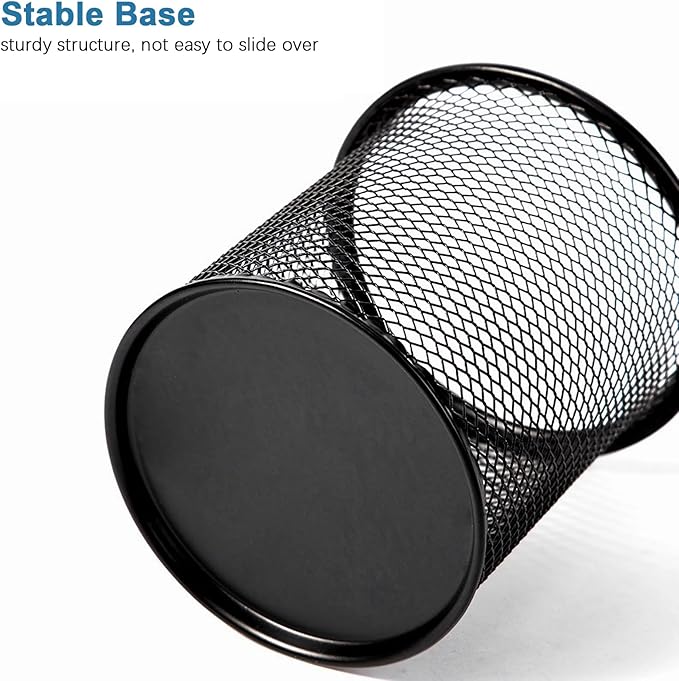 Marte Vanci Mesh Pencil Holder Pen Holder for Desk Metal Pencil Cup Holder Desktop Pencil Marker Brush Organizer for Home Office Black 4 Packs