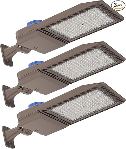 LED Parking Lot Light, 150W, 21,000LM 5000K Shoebox Light with Dusk to Dawn Photocell,Adjustable Arm Mount, IP66 Waterproof, Commercial LED Area Security Light for Parking Lot,Roadway