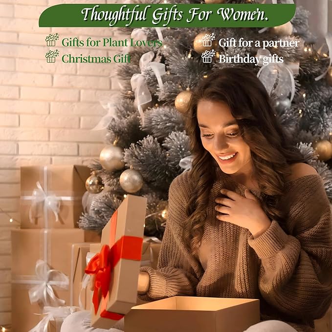 Glass Plant Propagation Station Bulb Planter Vase with Wooden Stand Birthday Gifts for Women Mom Plant Lovers Office Home Decoration