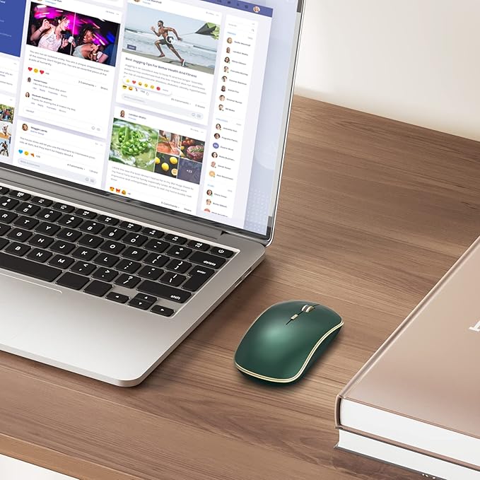 JOYACCESS 2.4G Slim Wireless Silent Mouse, Portable Wireless Computer Mouse with 5 Adjustable DPI Levels, USB Mice for Desktop, Notebook, MacBook, Chromebook, PC (Green)