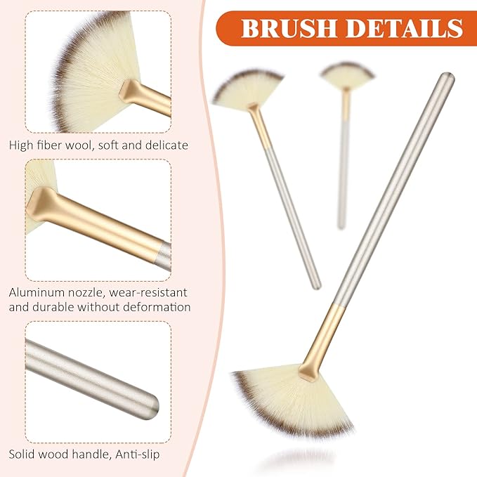 9 Pieces Facial Fan Mask Brushes, Soft Facial Applicator Brushes Tools for Peel Glycolic Makeup for Mud Cream(Blue, Purple, Champagne)