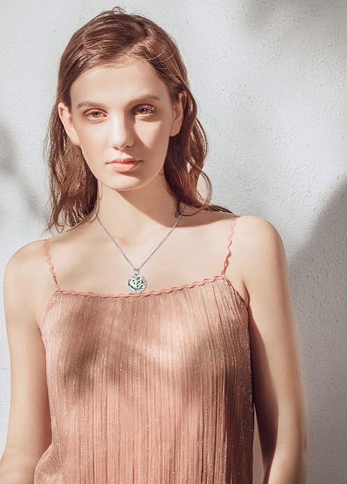 DAOCHONG S925 Sterling Silver Aromatherapy Essential Oil Diffuser Necklace Love Heart Locket Perfume Pendant Necklace Jewelry 18+2" Adjustable Chain