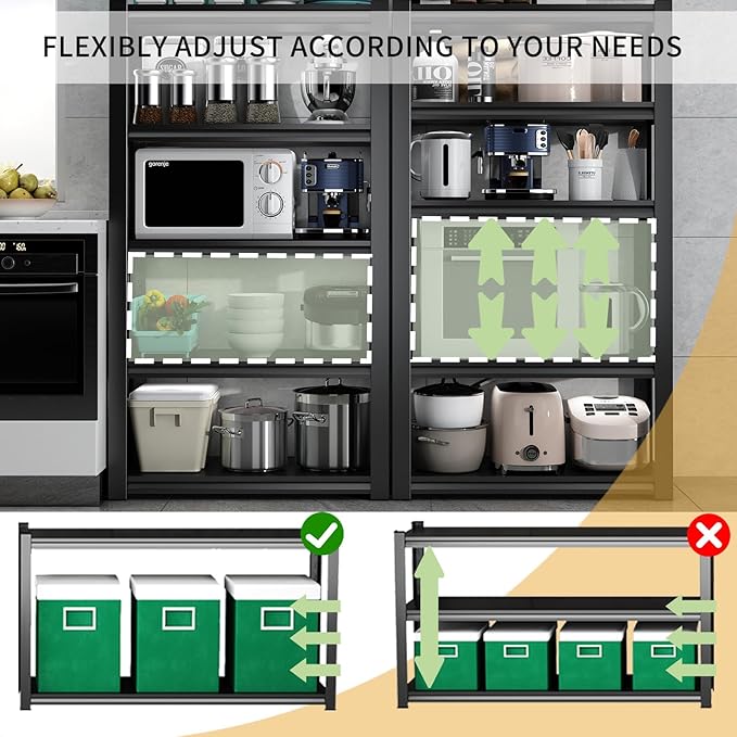 Heavy Duty Garage Shelving, 5 Tier Metal Shelving with Adjustable Shelves, 3000LBS Storage Racks, Shelf Storage Units, Utility Shelves for Garages, Basements, Warehouses, Supermarkets