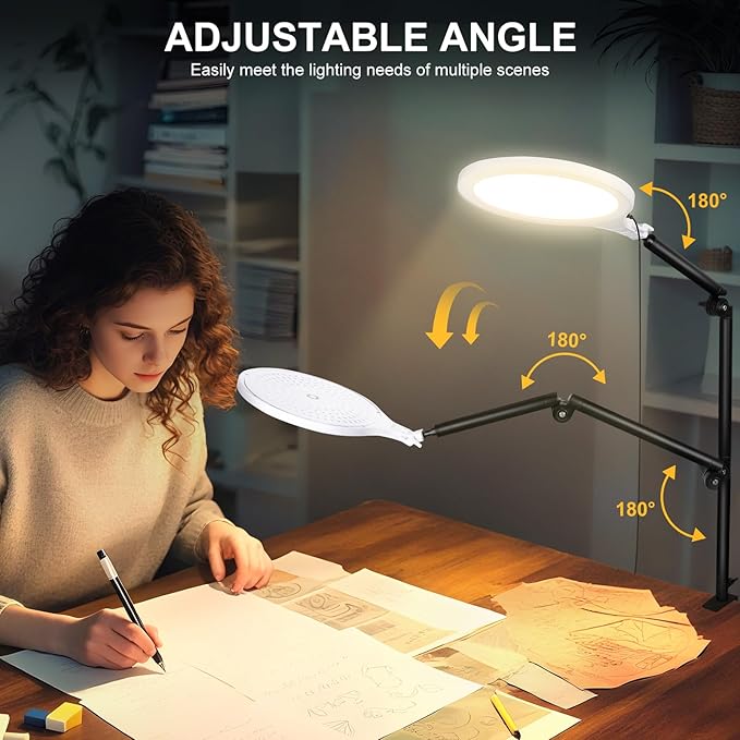 Ring Light for Streaming, 10'' Full Screen LED Ring Light for Desk with Adjustable Arm, Video Conference Lighting for Zoom Meetings, Live Streaming, Content Creator, TikTok, YouTube