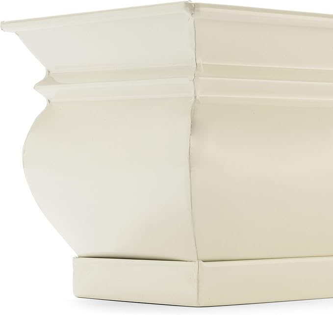 H Potter Herb Pots Indoor Planters with Drainage and Tray White Succulent Planter Window Sill Box Large Rectangular Outdoor Kitchen Flower Pot Garden Succulents Plants Ivory (2)