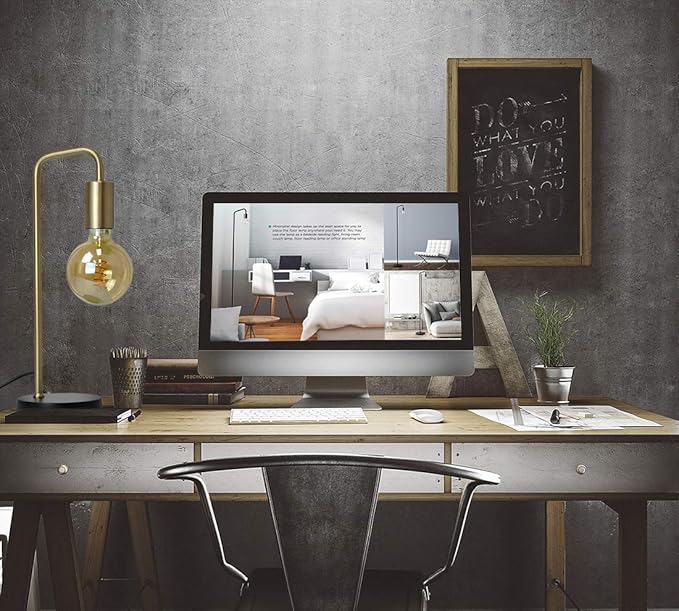 O’Bright Industrial Desk Lamp, 100% Metal Lamp, UL Certified Ceramic E26 Socket, Minimalist Design for Home Decoration, Table Lamp for Bedroom/Office/Dorm, ETL Listed, Gold-Black