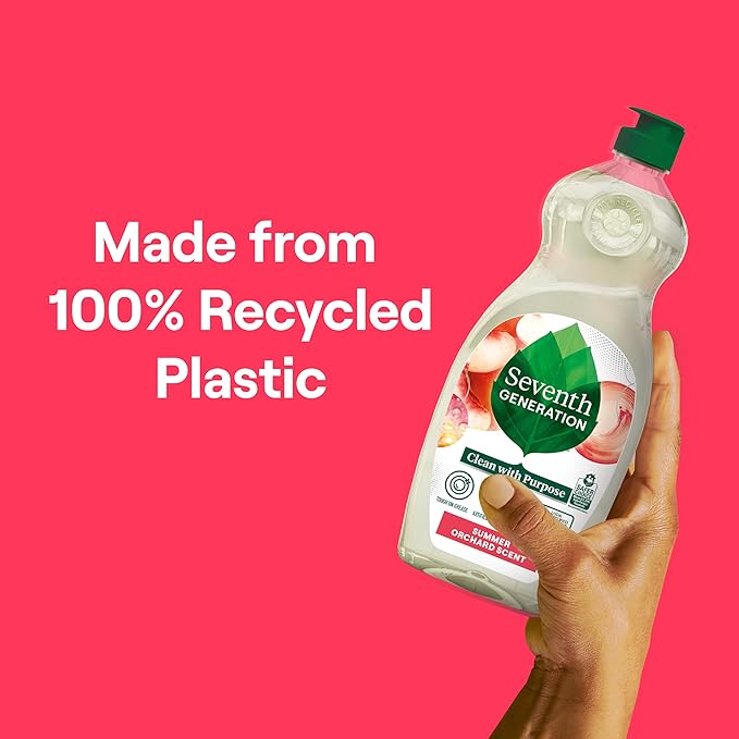 Seventh Generation Dish Soap Liquid Summer Orchard Scent Pack of 6 Dishwashing Soap Dish Detergent Liquid Soap 19 oz