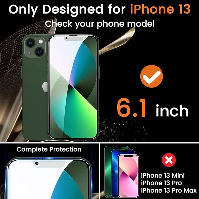 3+3 Pack Privacy Screen Protector for iPhone 13 6.1-Inch with 3 Pack Camera Lens Protector, Anti Spy Tempered Glass Film 9H Hardness Bubble Free Case Friendly