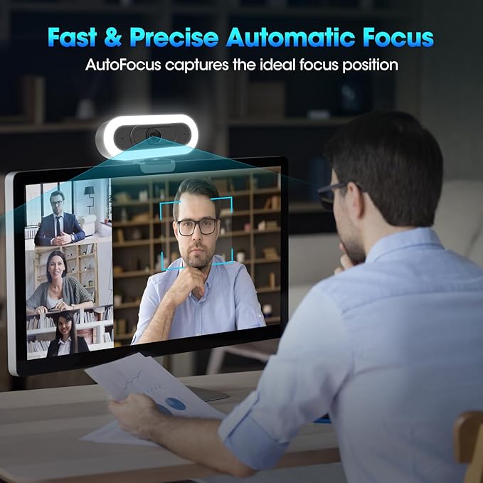 ToLuLu Streaming Webcam 2K 50FPS Web Cam, LED RGB Webcam with Microphone and Light, Autofocus Computer Camera with Cover and Tripod, Plug-Play USB Web cam for PC Desktop/MacBook Gaming Video Calling