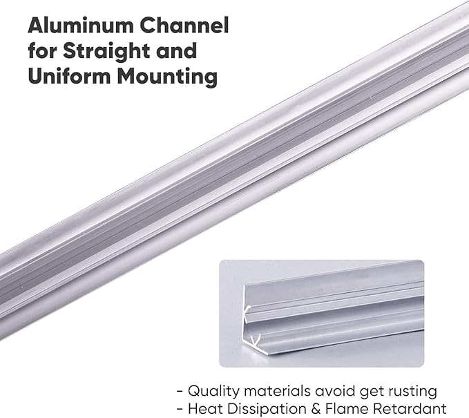 Shine Decor 3.3FT/1M Aluminum Channel Track 8pcs ProSelect Lite & Eco Single White Strip Light, 0.45inch Wide V Shape Wall Corner Lighting Strips (6x10mm or Similar Sizes) Holder Mounting Bracket