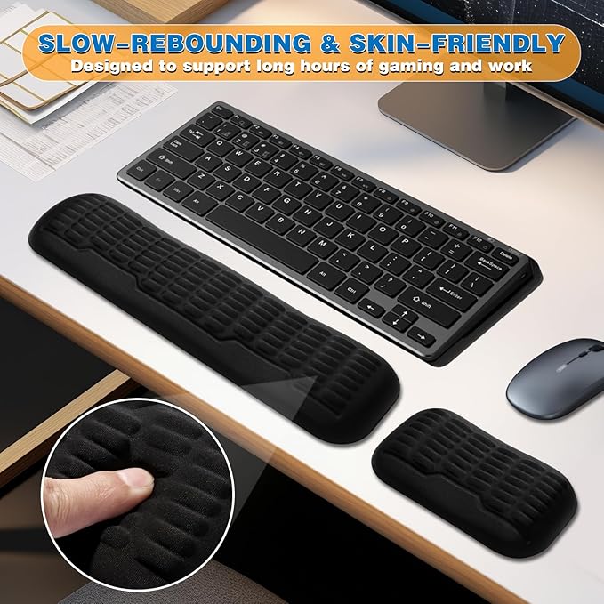 UnivoColors Ergonomic Mouse Wrist Rest,Latest 3.0 Wave Curve Design,High-Resilience Memory Foam Non-Slip Base,Reduces Wrist Fatigue,Ideal for Office Gaming & Long Hours of Use(Flesh Pink)