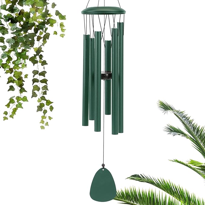 Aluminium Wind Chimes 26 Inches to Create a Zen Atmosphere Suitable for Outdoor, Garden, Patio Decoration. Classic Green Wind Chimes with Wind Catcher Suitable as A Gift for Unisex