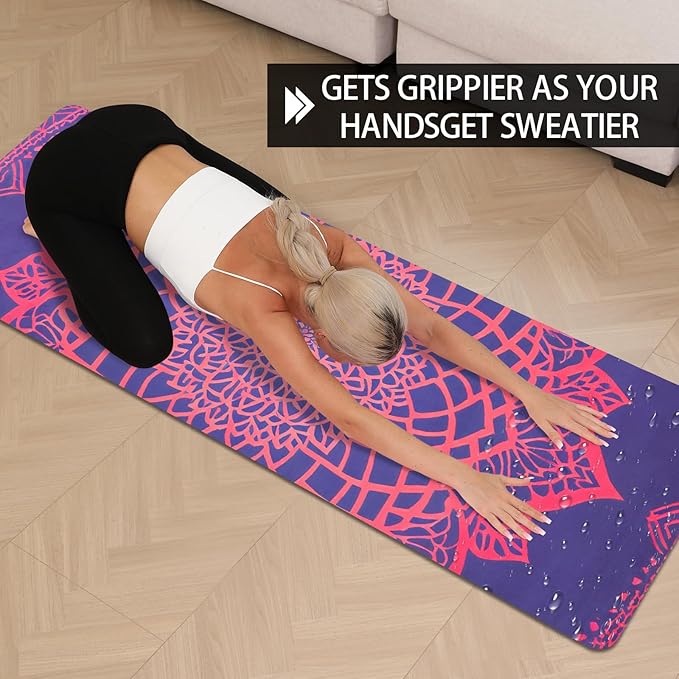 Yoga Mat Non-Slip Extra Thick 72"x32/24" Extra Wide Fitness Exercise Mat TPE Material High Elastic Hot Yoga Mat for Women Yoga Pilates Home Floor Workout (Cow Coffee)