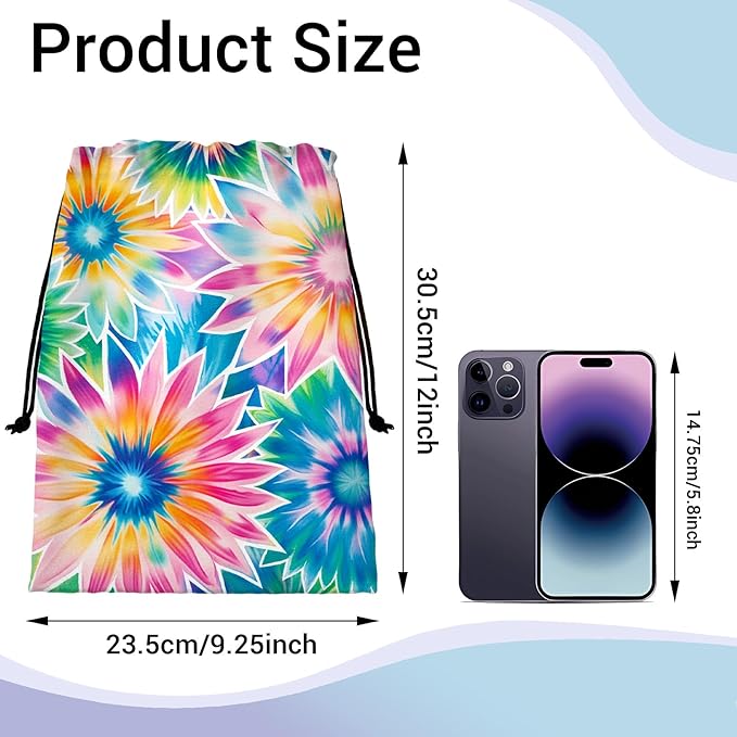 Tie Dye Flower Grip Bags Rainbow Adjustable Drawstring Gymnastics Grip Bag for Gymnasts