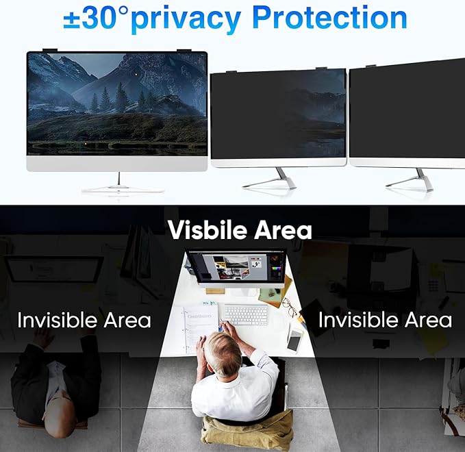 Magnetic Computer Privacy Screen, 27 Inch Removable Hanging Shield for Frameless Monitor 16:9 Widescreen, Anti Blue Light Filter, Anti-Glare Protector