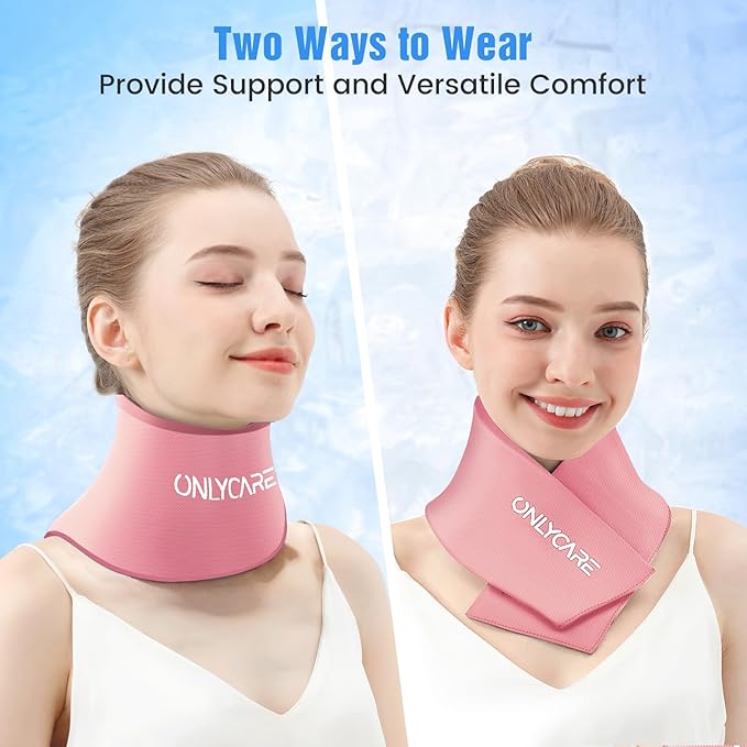 ONLYCARE Neck Ice Pack Wrap Gel - Upgraded Shoulder Ice Packs for Injuries Reusable, Hot and Cold Compress Ice Packs for Neck, Relief of Pain, Swelling, Sprains, Office Pressure