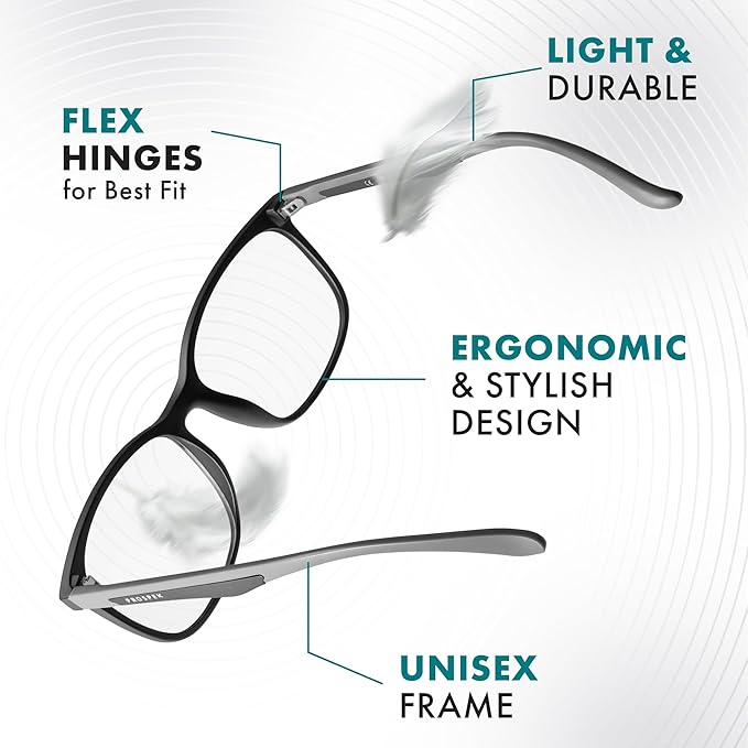 Prospek Mens Blue Light Glasses,CARBON - High Optical Quality Lenses and Ultra Light Frame
