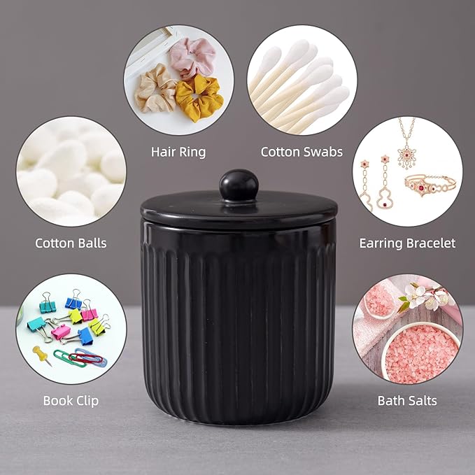 Ceramic Bathroom Accessories Set,Lotion Soap Dispenser and Toothbrush Holder Set, Soap Dish, Apothecary Jars,Rustic Farmhouse Decor, Bathroom Home Decor (Black Set, Liquid)