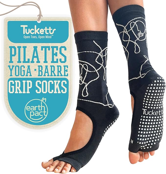 Tucketts Crew Toeless Non-Slip Grip Socks - Anti Skid Yoga, Barre, Pilates, Home & Leisure, Pedicure