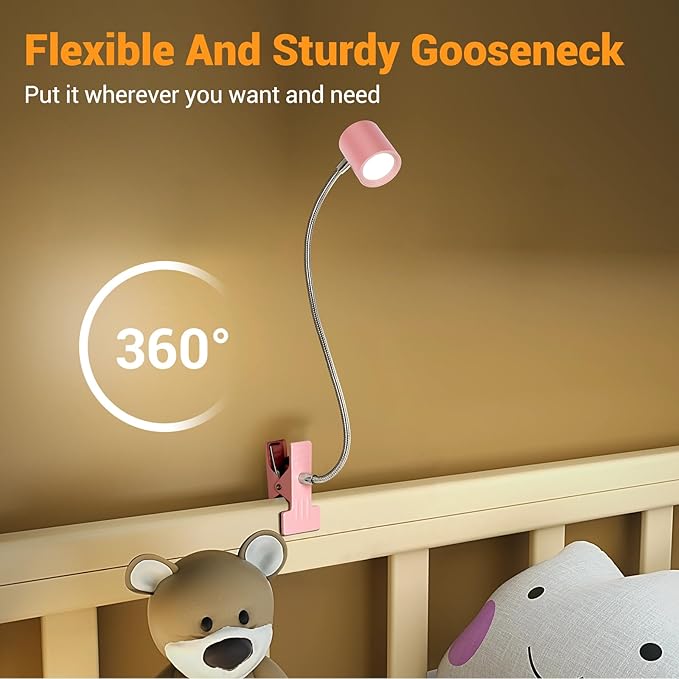 Reading Light, 3 Modes & 10 Brightness Clip on Light, Desk Lamp, Eye Caring Reading Lights for Books in Bed, 360°Gooseneck Clamp Light, Clip on Light for Bed Headboard, Book Light With Memory Function