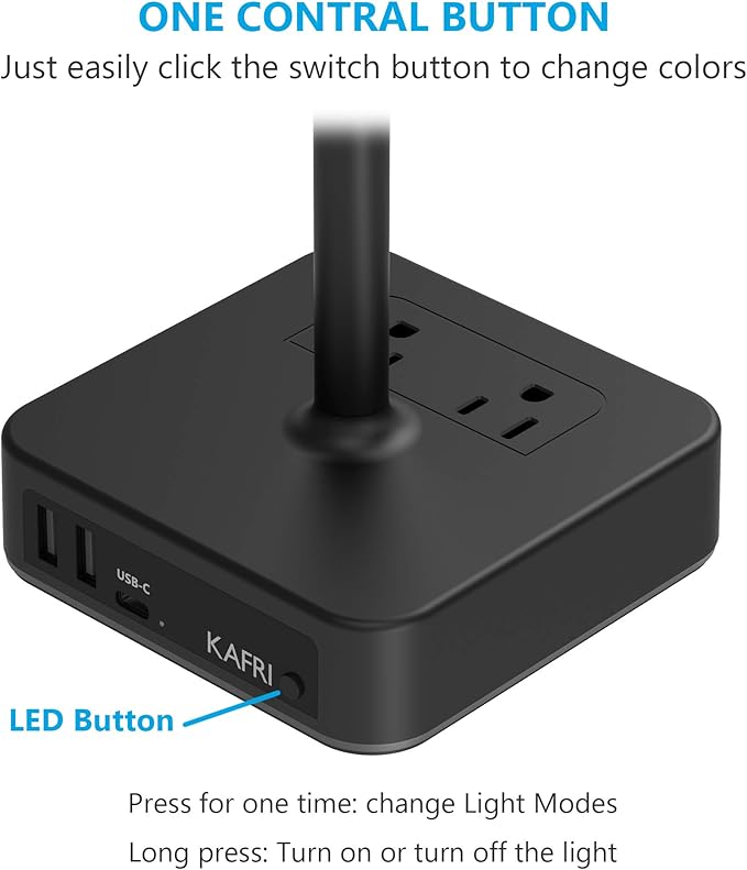 KAFRI RGB Headphone Stand with USB A&C Charger Desk Gaming Headset Holder Hanger Rack with 3 USB Charging Port and 2 Outlet - Suitable for Gamer Desktop Table Game Earphone Accessories Boyfriend Gifts